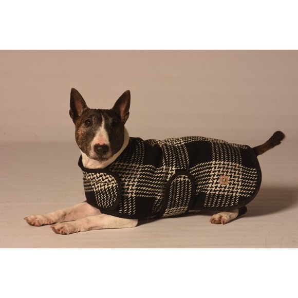 Chilly Dog Black and White Plaid Wool Dog Blanket Winter Coat Sizes XS-XXL - Picture 2 of 4